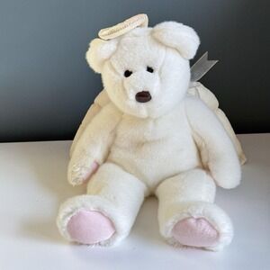 13" LARGE TY 1999‎ BEANIE BUDDIES HALO ANGEL WHITE BEAR STUFFED ANIMAL PLUSH TOY